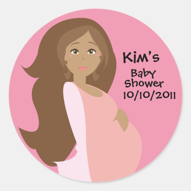 Pink Save The Date Baby Shower Round Sticker (Front)