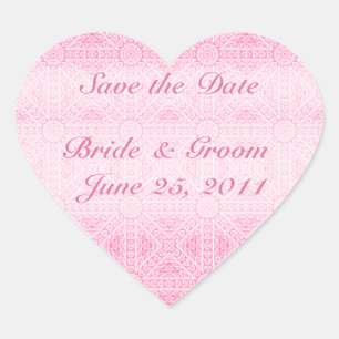 Pink Save the Date Heart Envelope Seal