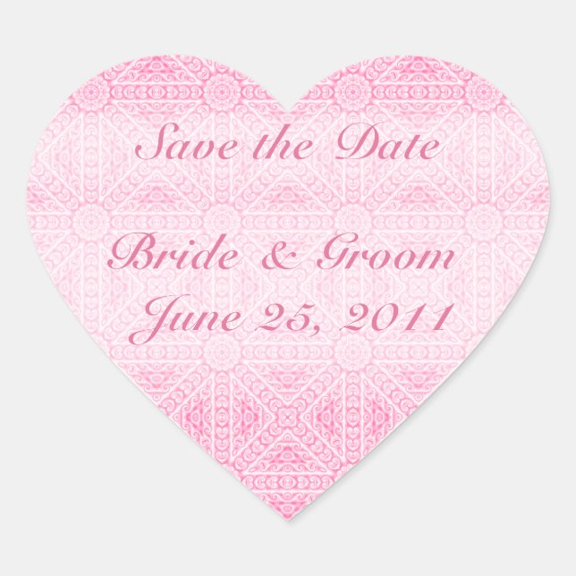 Pink Save the Date Heart Envelope Seal (Front)