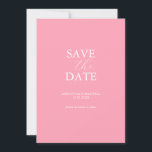 Pink Save The Date Invitation<br><div class="desc">Announce your engagement with this minimal save the date card. It features a mix of classic and script typography in white over a solid pink background. Use the template fields to personalise with your name and wedding date. Even customise the colours to suit your desired wedding theme. Choose from a...</div>