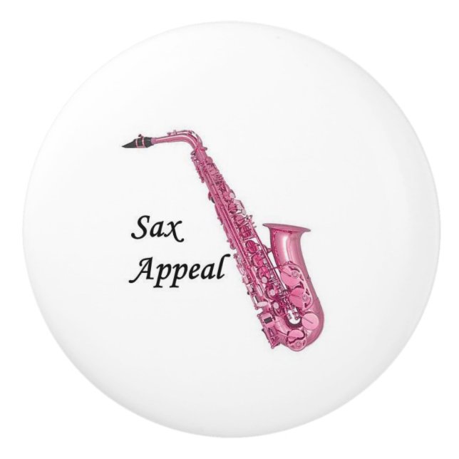 Pink Saxophone Ceramic Pull (Front)