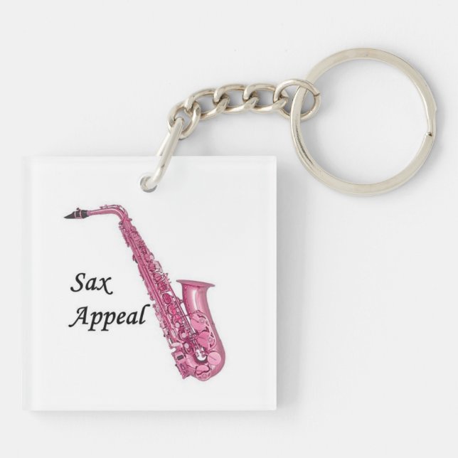 Pink Saxophone Keychain (Back)