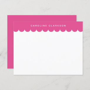 Pink Scallop Border Modern Stationery note card