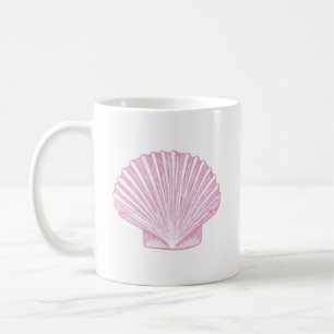 Pink Scallop Shell Coastal Coffee Mug