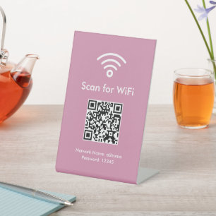Pink Scan for WiFi Custom QR code Professional Pedestal Sign