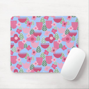 Pink Scandinavian Spring Mouse Mat