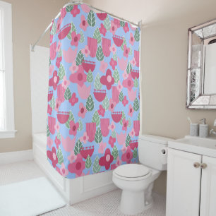 Pink Scandinavian Spring Shower Curtain