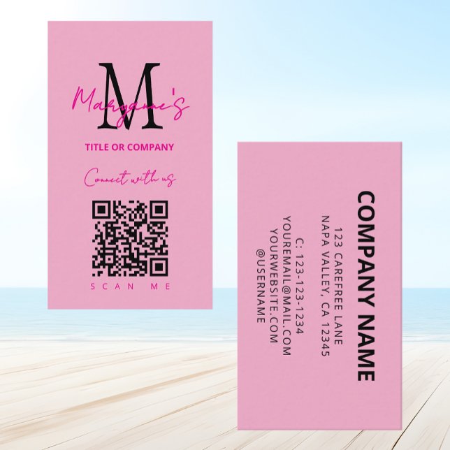 Pink Scannable QR Code Business Logo Business Card (Creator Uploaded)