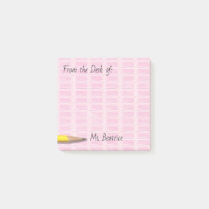 Pink School Erasers Add Name 3x3 Post-it Notes