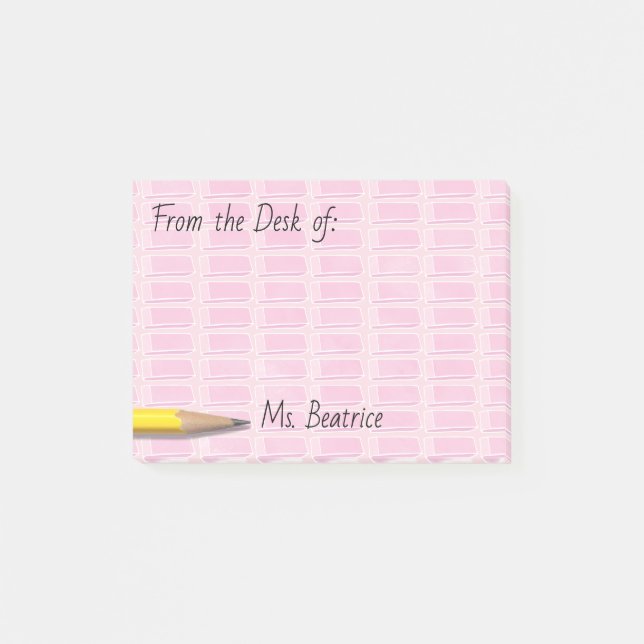 Pink School Erasers Add Name 4x3 Post-it Notes (Front)