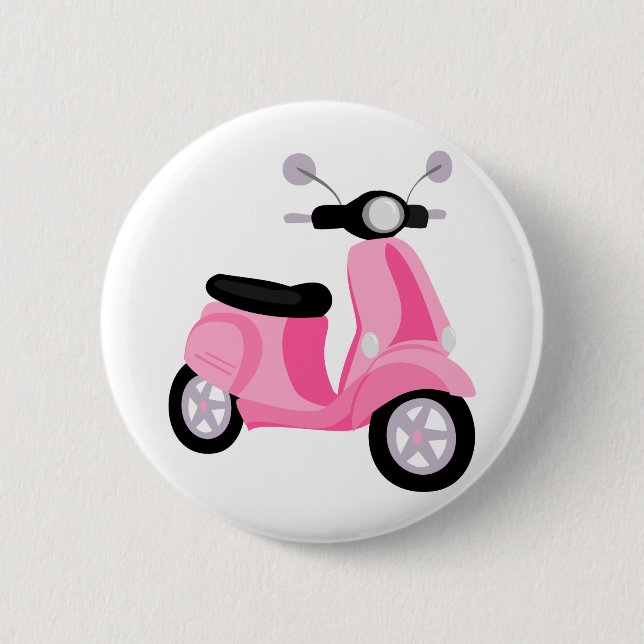 Pink Scooter 6 Cm Round Badge (Front)