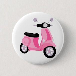 Pink Scooter 6 Cm Round Badge