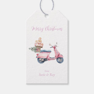 Pink Scooter Christmas Shopping Gift Tags