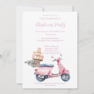 Pink Scooter Christmas Shopping Spree Invitation