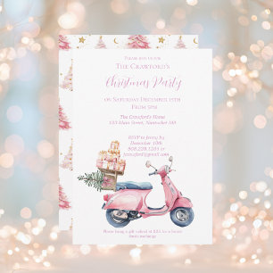 Pink Scooter Christmas Shopping Spree Invitation