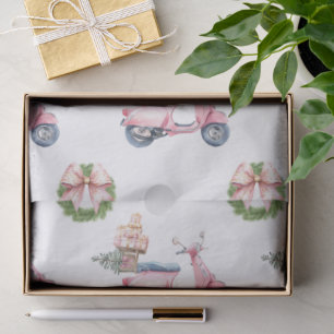Pink Scooter Christmas Shopping Tissue Paper