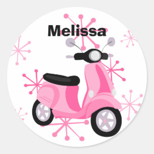 Pink Scooter Classic Round Sticker