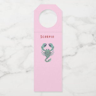 Pink Scorpio, zodiac, star sign Bottle Tag