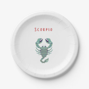 Pink Scorpio, zodiac, star sign Paper Plate