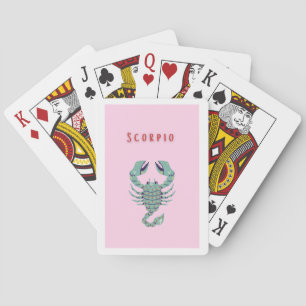 Pink Scorpio, zodiac, star sign Playing Cards