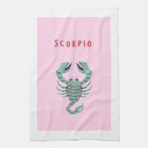 Pink Scorpio, zodiac, star sign Tea Towel