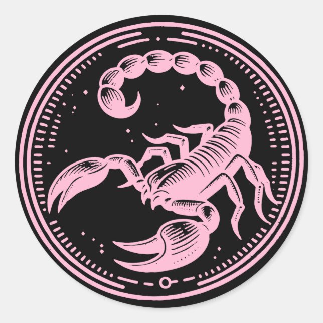 Pink Scorpion Astrology Zodiac Sign Scorpio Classic Round Sticker (Front)