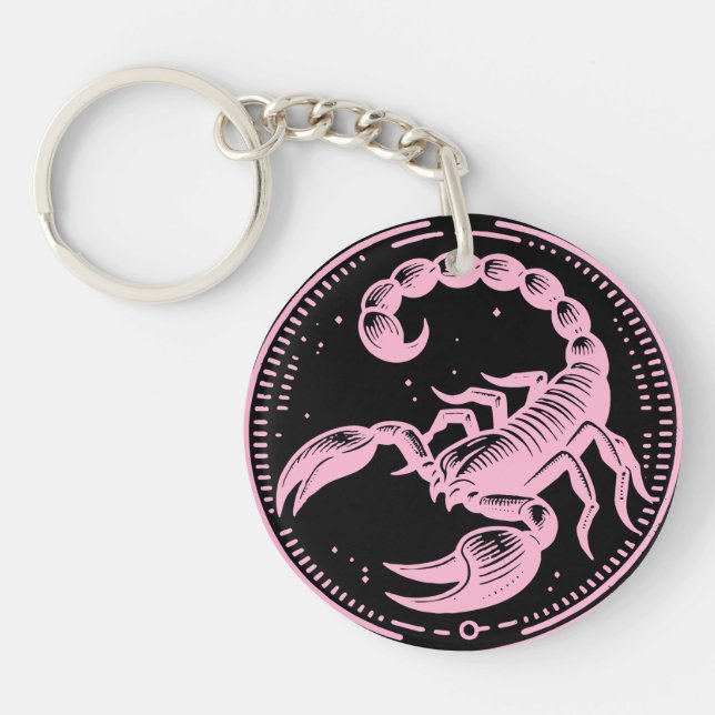 Pink Scorpion Astrology Zodiac Sign Scorpio Key Ring (Front)