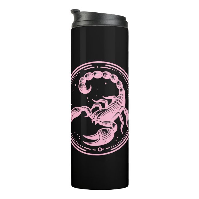 Pink Scorpion Astrology Zodiac Sign Scorpio Thermal Tumbler (Rotated Right)