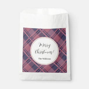 Pink Scottish Lady Tartan Pattern Merry Christmas Favour Bags