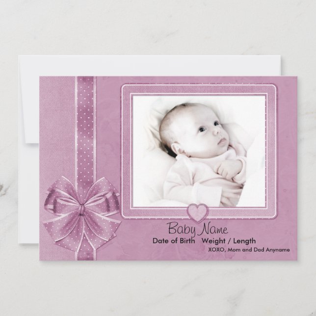 Pink Scrap Baby Announcement (Front)