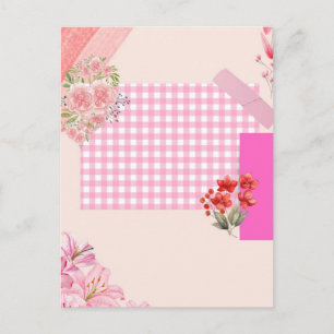 Pink scrapbook paper holiday postcard