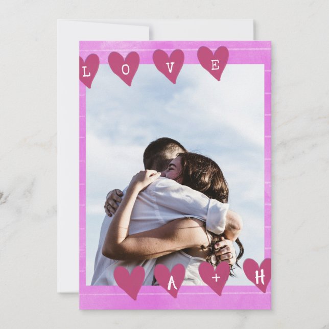 Pink Scrapbook Photo Valentine's Day Card (Front)