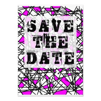 Pink Scribble 80s Memphis Style Save the Date Invitation