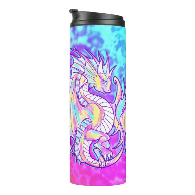 Pink Scribble Cute Girly Dragon Wyvern Inugami Thermal Tumbler (Rotated Right)