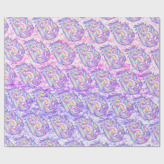 Pink Scribble Cute Girly Dragon Wyvern Inugami Wrapping Paper