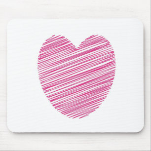 Pink Scribble Heart Mouse Mat