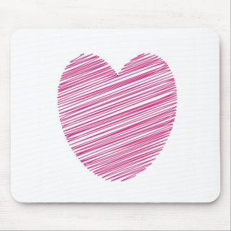 Pink Scribble Heart Mouse Mat