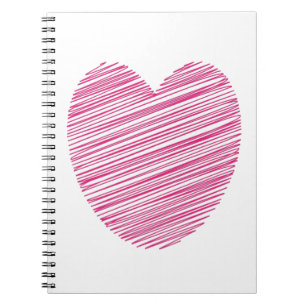 Pink Scribble Heart Spiral Notebook