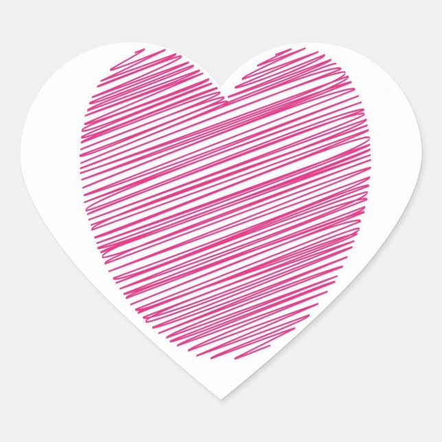 Pink Scribble Heart Stickers (Front)