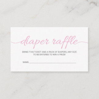 Pink Script Baby Shower Diaper Raffle Ticket