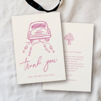 Pink Script Handdrawn Trendy Wedding Car