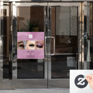 Pink Script Logo Photo Makeup Studio Window Cling