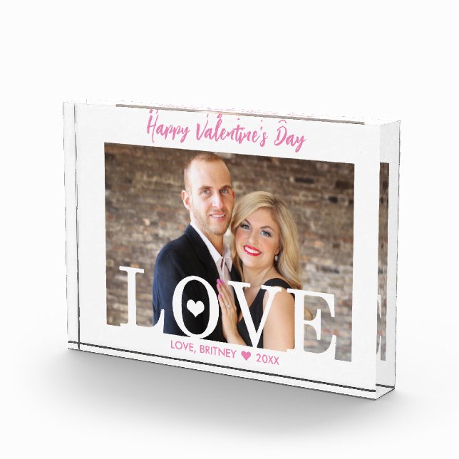 Pink Script | Modern Letters Big LOVE Photo Block (Right)