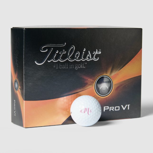Pink Script Monogram Titleist Pro V1  Golf Balls (Packaging)