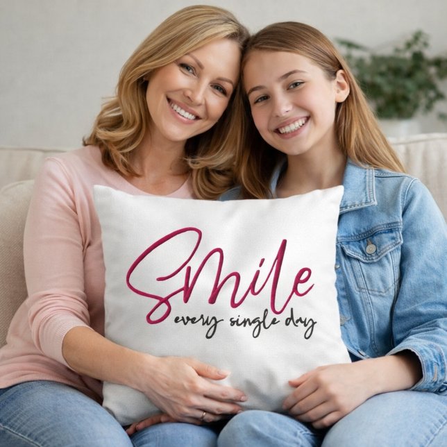 Pink Script Silver Glam Motivational Throw Pillow (Creator Uploaded)