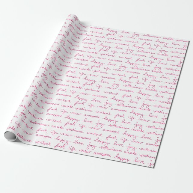 Pink Script Wedding Pretty Colourful Wrapping Pape Paper (Unrolled)