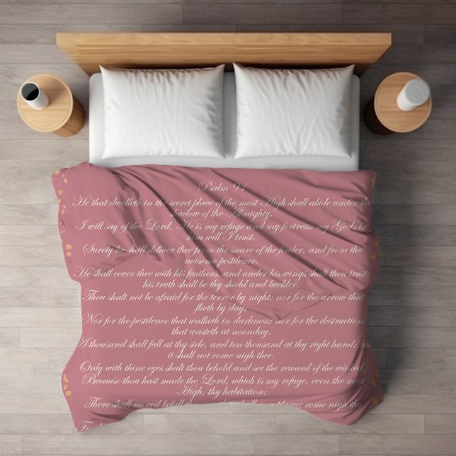 Pink Scripture, Psalm 91 Christian Bible Verse Sherpa Blanket (Creator Uploaded)