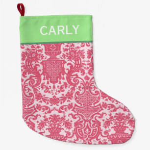 Pink Scroll Pattern Large Christmas Stocking