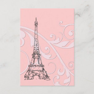 Pink Scrolls and Eiffel Tower Invitation