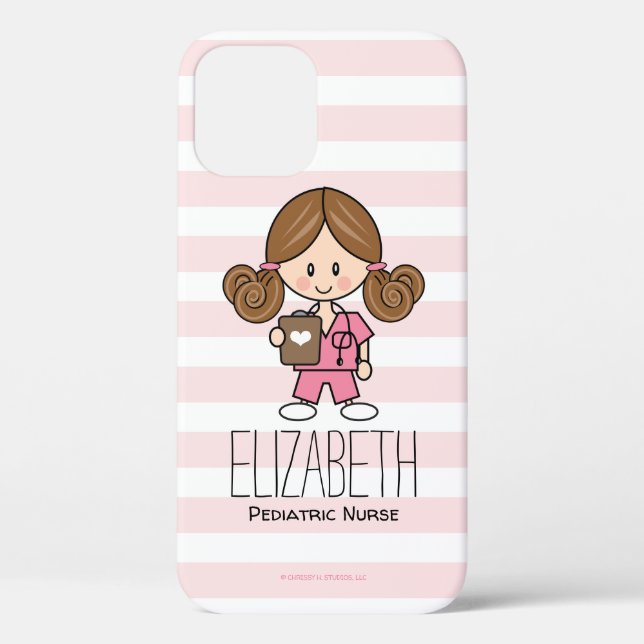 Pink Scrubs Nurse Brunette Case-Mate iPhone Case (Back)